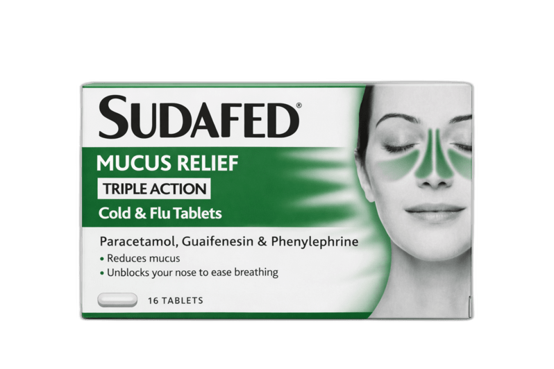 Sudafed Mucus Relief (Tiple Action, Cold & Flu) Tabs